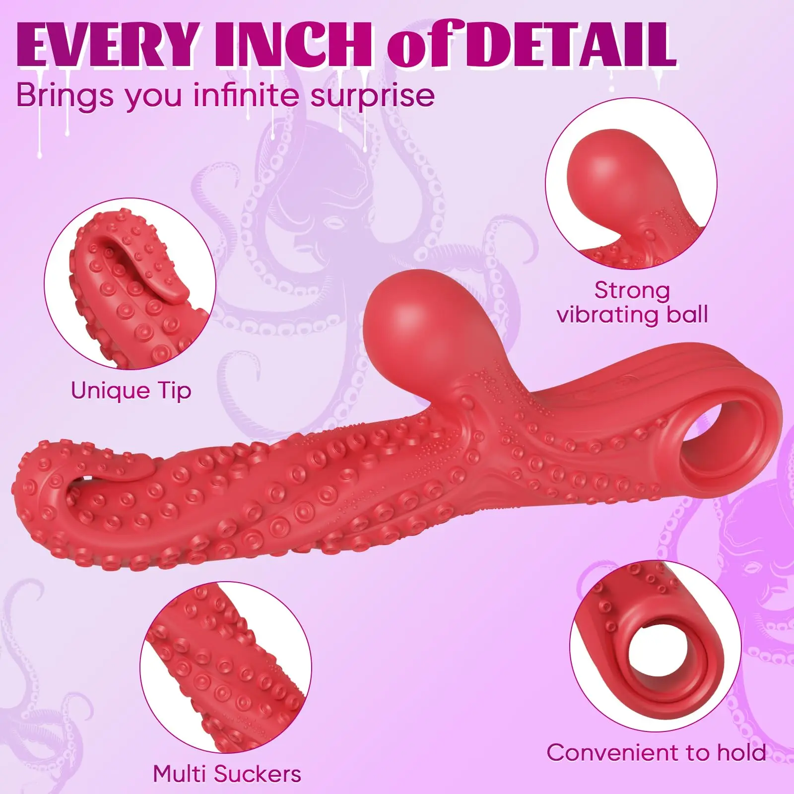 Vibrating Dildo & G-Spot Vibrator with 9 Modes, Octopus Tentacle Clitoral Stimulator, Anal Plug & Prostate Massager for Couples