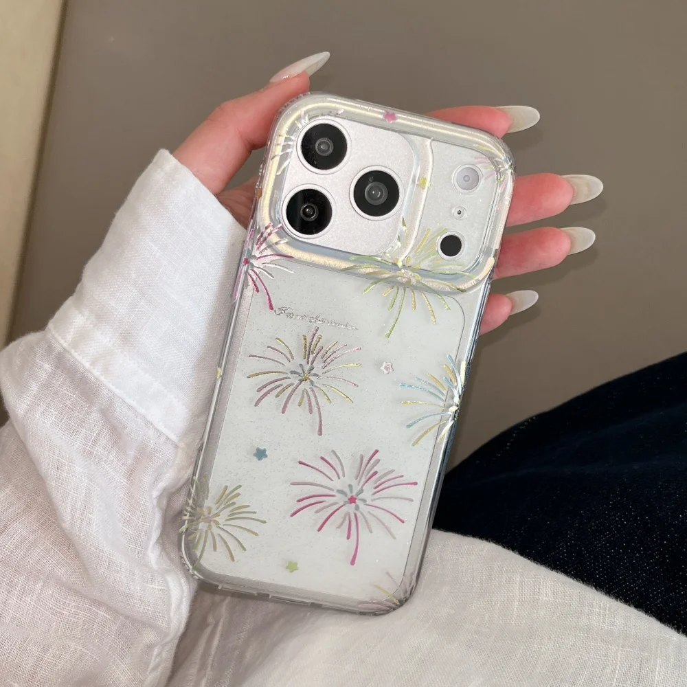 

Cute fashionable translucent Liuhua phone case for 14 15 16 17 ProMax new shock-proof protective cover for 17Pro protective case