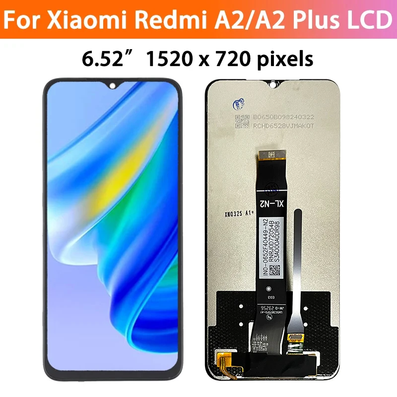 6.52“ Screen for Xiaomi Redmi A2 A2+ Lcd Display Touch Screen Digitizer Assembly with Frame for RedmiA2 A2Plus Replacement