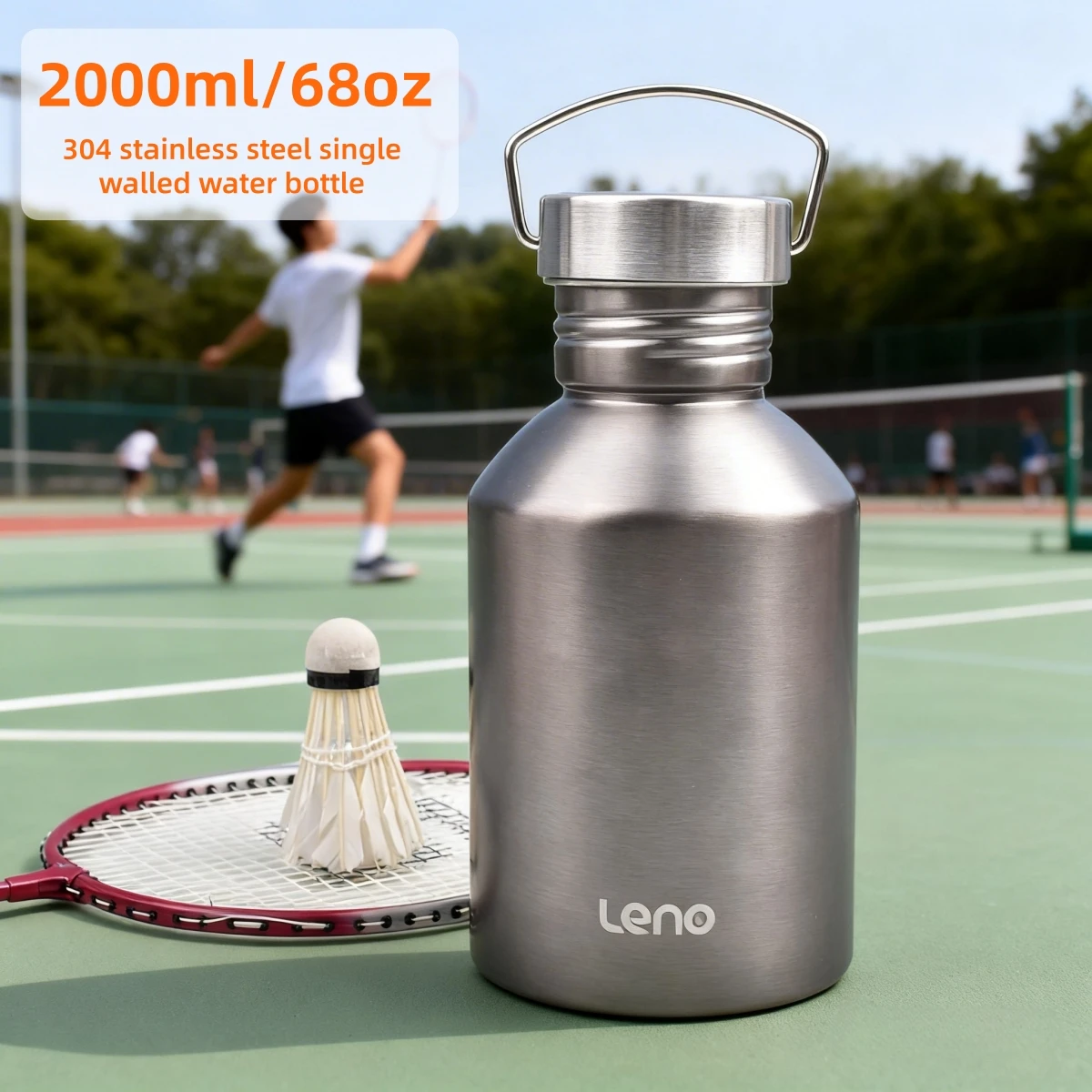 

Большая спортивная бутылка для воды объемом 2000 мл, однослойная фляга из нержавеющей стали, портативный чайник для путешествий и походов, посуда для напитков для велоспорта