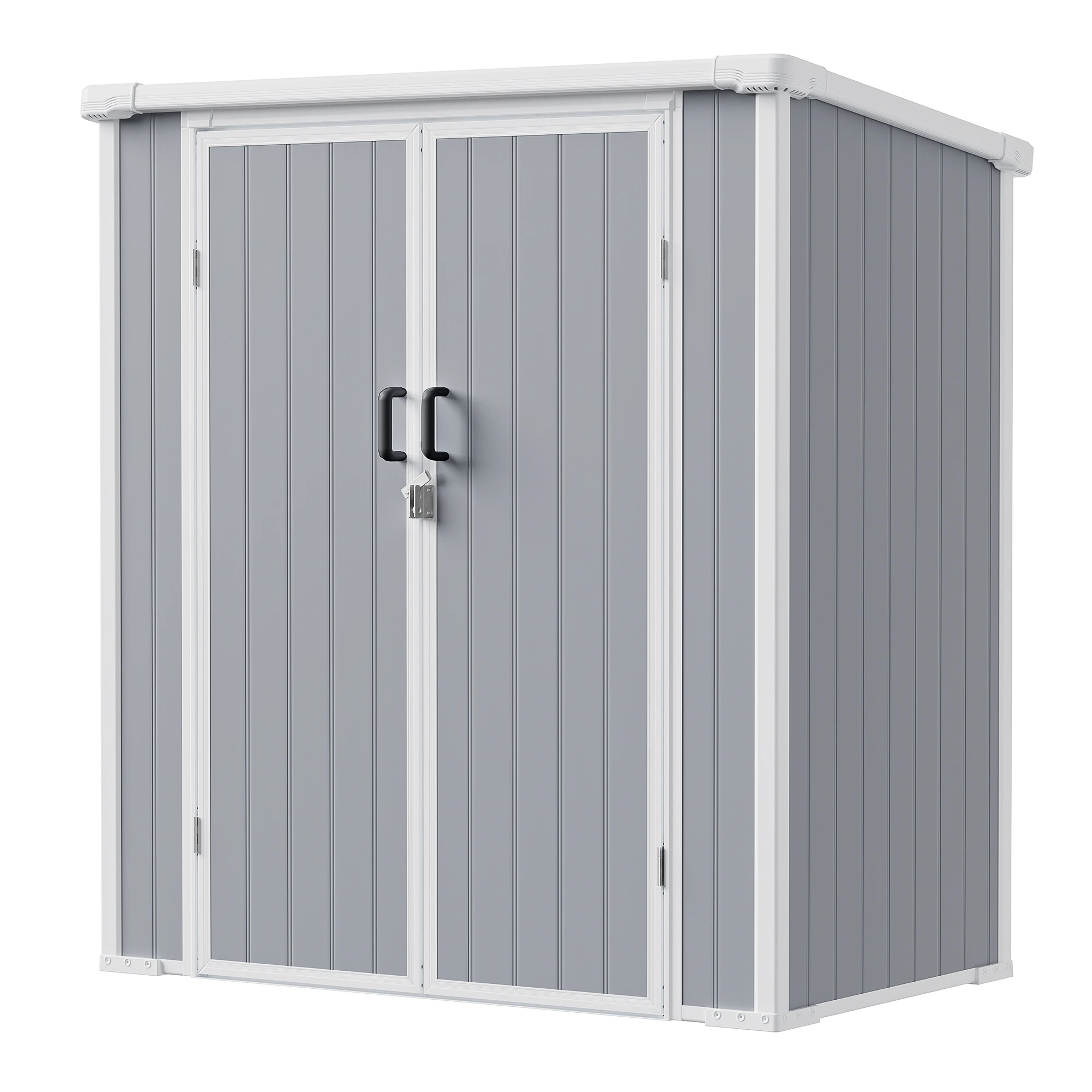 

Outdoor Storage Shed Outdoor Polypropylene Resin Storage Shed Weatherproof Garden Tool Shed with Lockable Double Doors Floor Included Waterproof UV‑Resistant Patio Storage Cabinet for Backyard Lawn