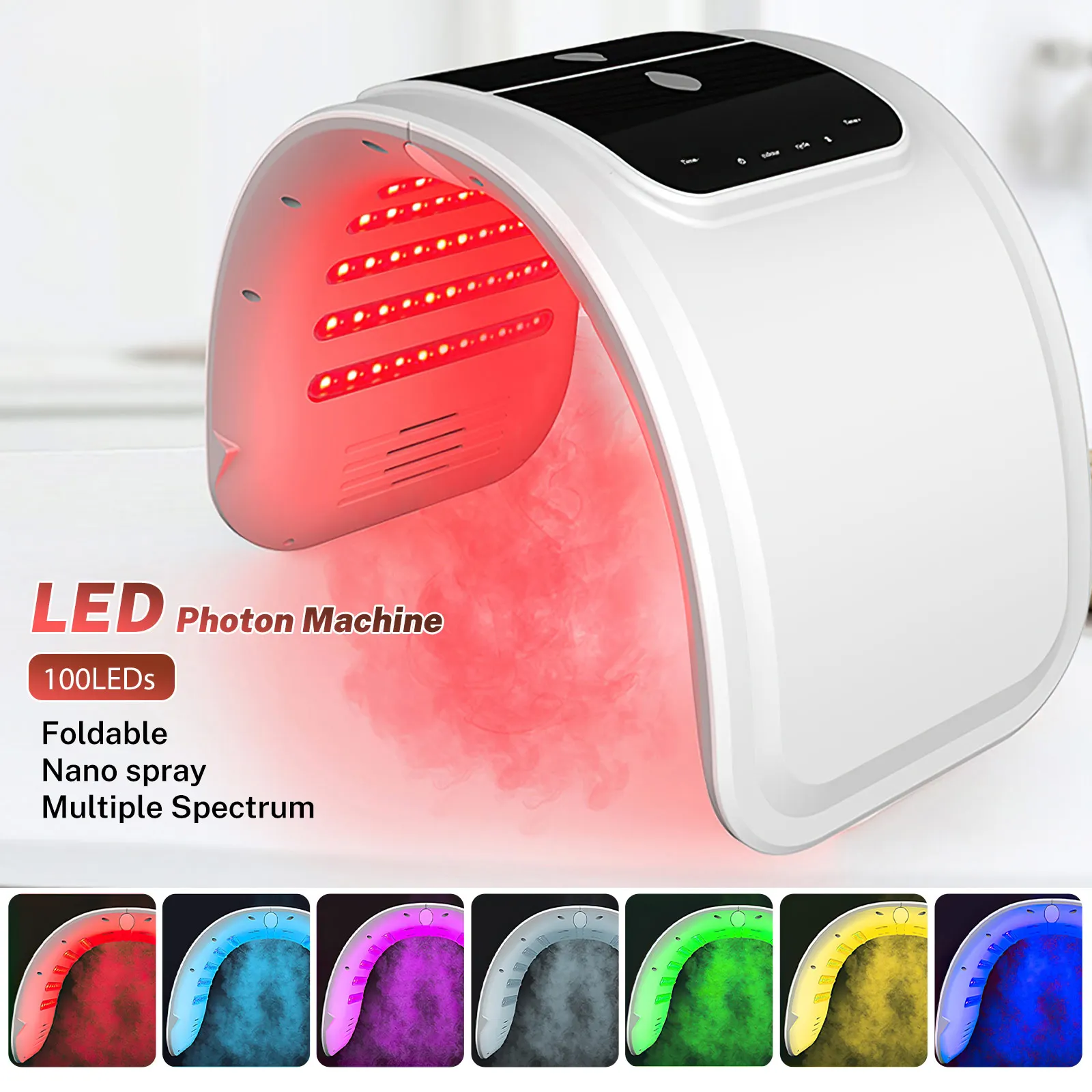 DWiusty 7-Farben LED-Photonen-Gerät mit Nano-Spray zur Hautbefeuchtung, Gesichts- und Körpermaske für Salon, SPA und Heimgebrauch, Hautverjüngung, Akne-Hautpflege – Detail 2