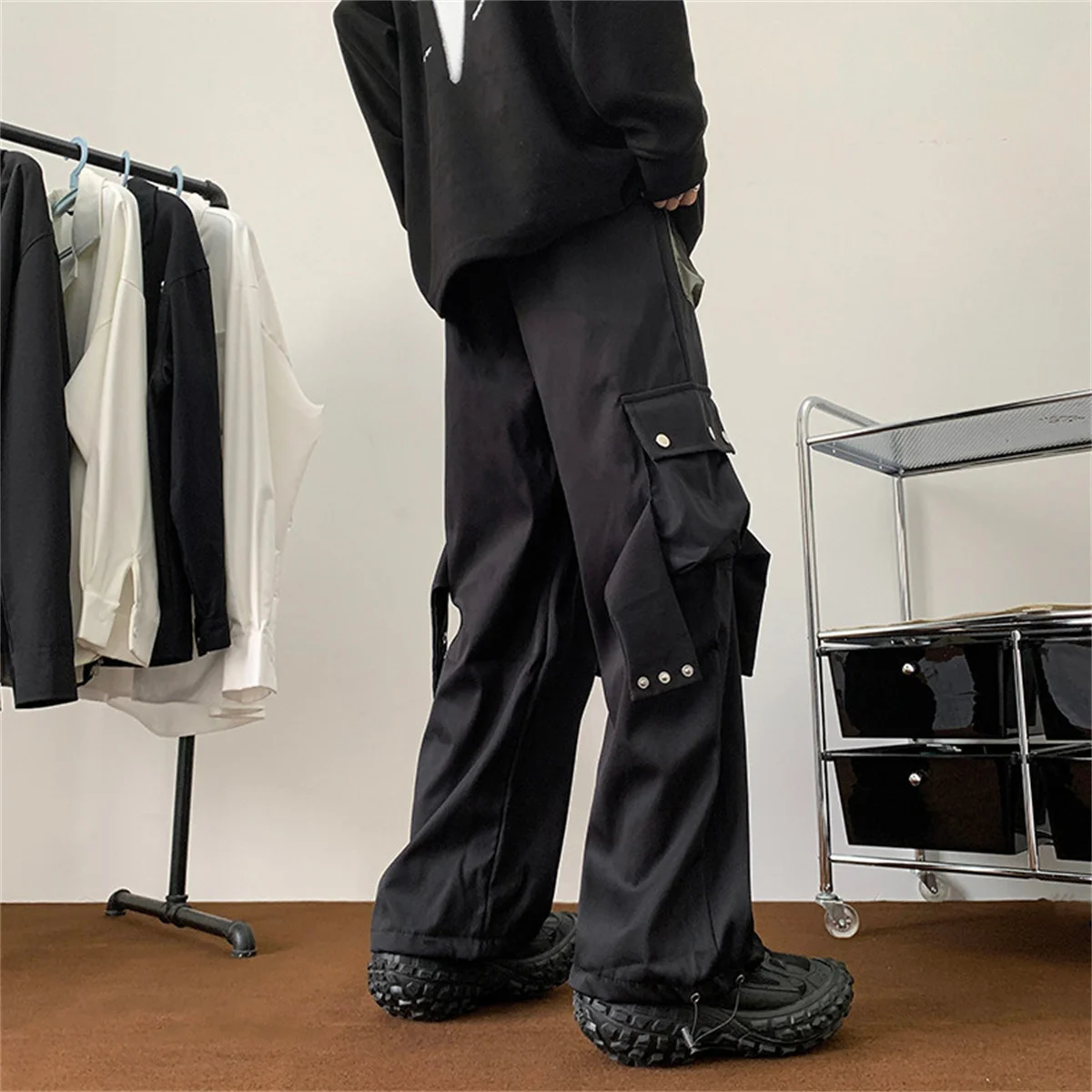 Streetwear Hip Hop Joggers Cargo Pants Men Overalls Multi-Pocket Black Pants Harajuku Fashion Men's Wide Leg Baggy Sweatpants