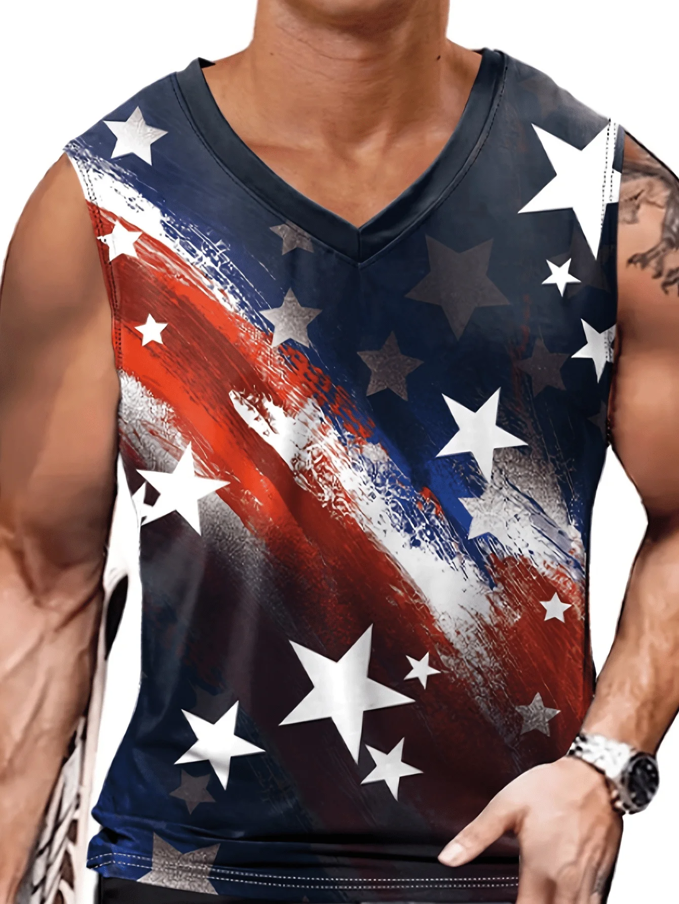 Casual Men's 3D Vest - Stylish V-Neck Men's Undershirt with Unique Design for Various Occasions