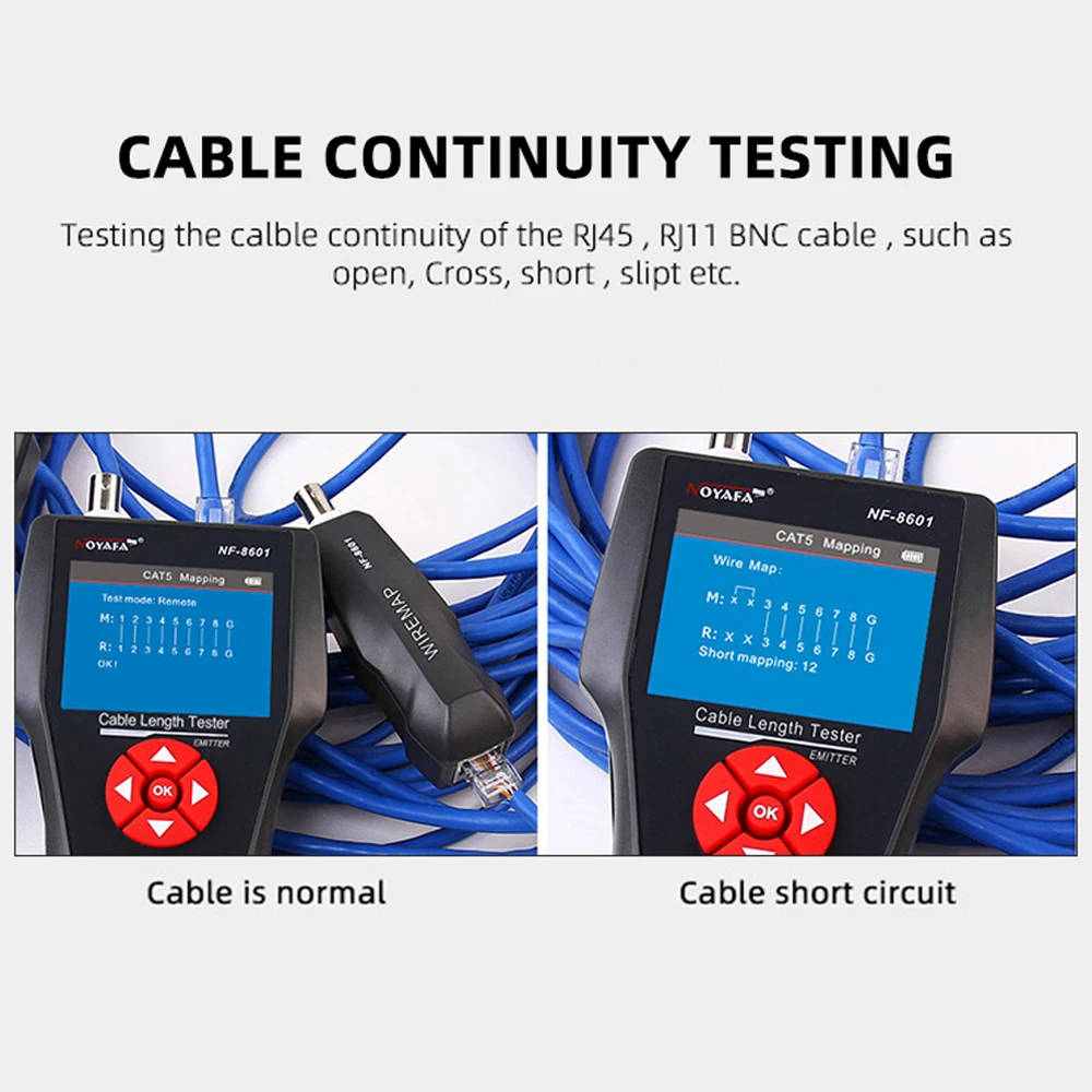 Noyafa NF-8601 netzwerk kabel tester lcd display kabel tracker mit poe/ping messen länge wiremap tester ethernet kabel tester