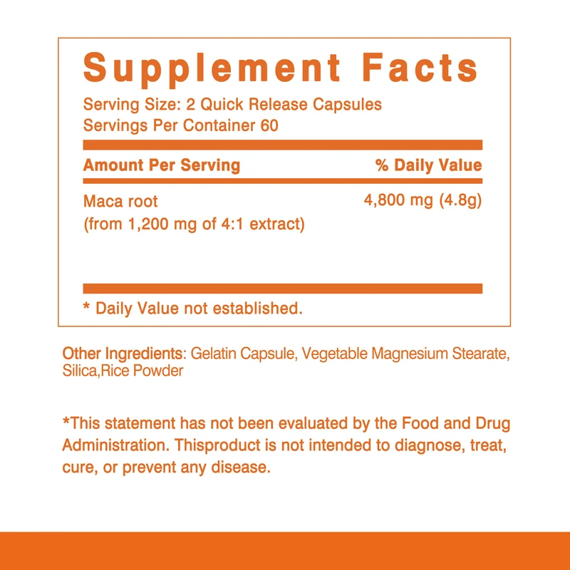 Maca Root 4800 Mg - Improves Strength, Endurance and Mood, Increases Muscle Mass & Performance - 120 Capsules