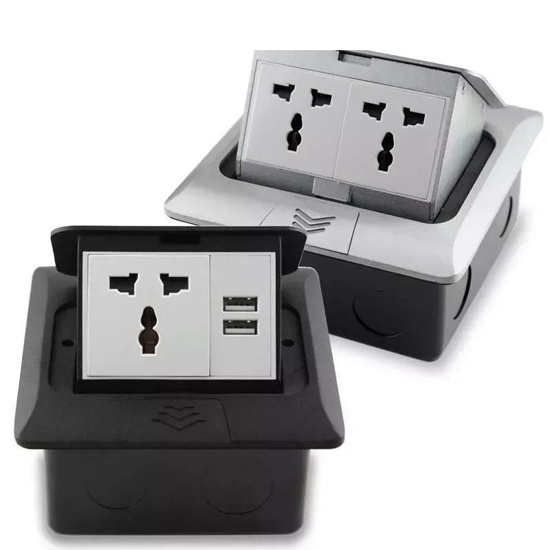 Ingebed 16A Pop-up Socket EU Multimedia Desktop Outlet Aanrecht Verborgen Type Box Kit Inbouw Soft Closing Ground Socket