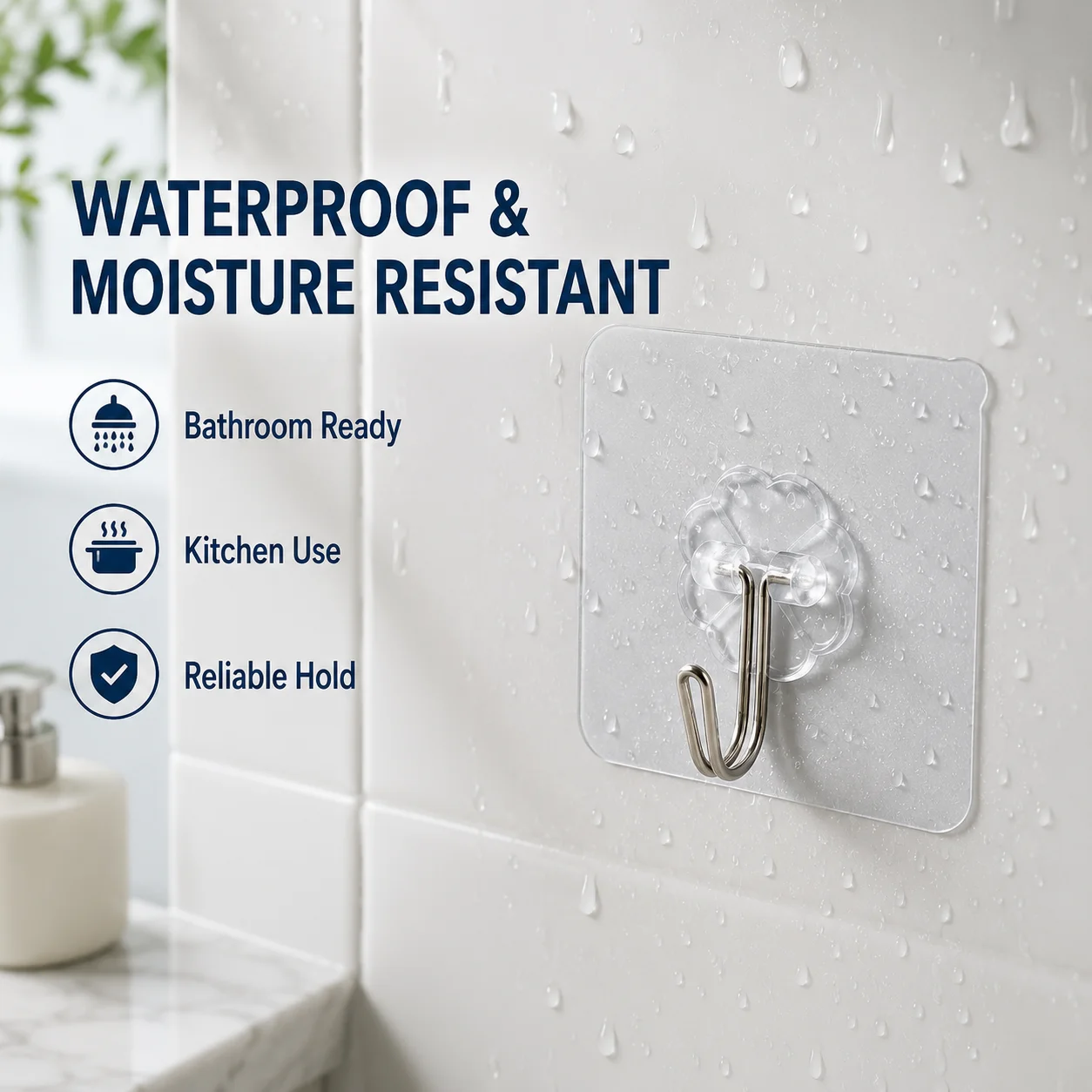 Home Bathroom Key - 30 Pezzi Ganci Adesivi Trasparenti per