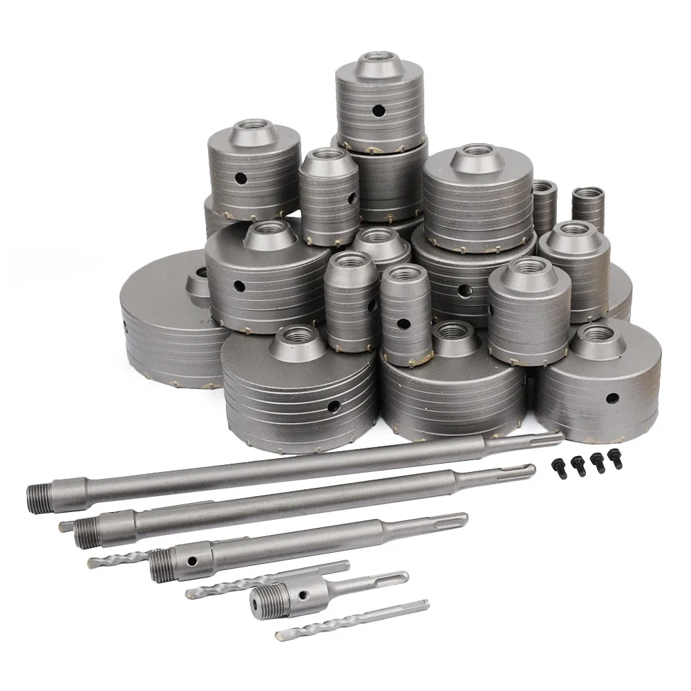 30-160mm SDS Plus marteaux forets mur trou scie foret ensemble outils de coupe avec arbre rond béton ciment pierre trou ouvreur 1pc