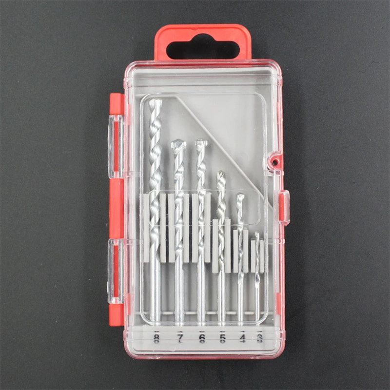 Set di punte da trapano da costruzione nichelate da 6 pezzi manico tondo In acciaio al carbonio con trapano a torsione da 3-8mm per aperture In cemento cemento ecc.