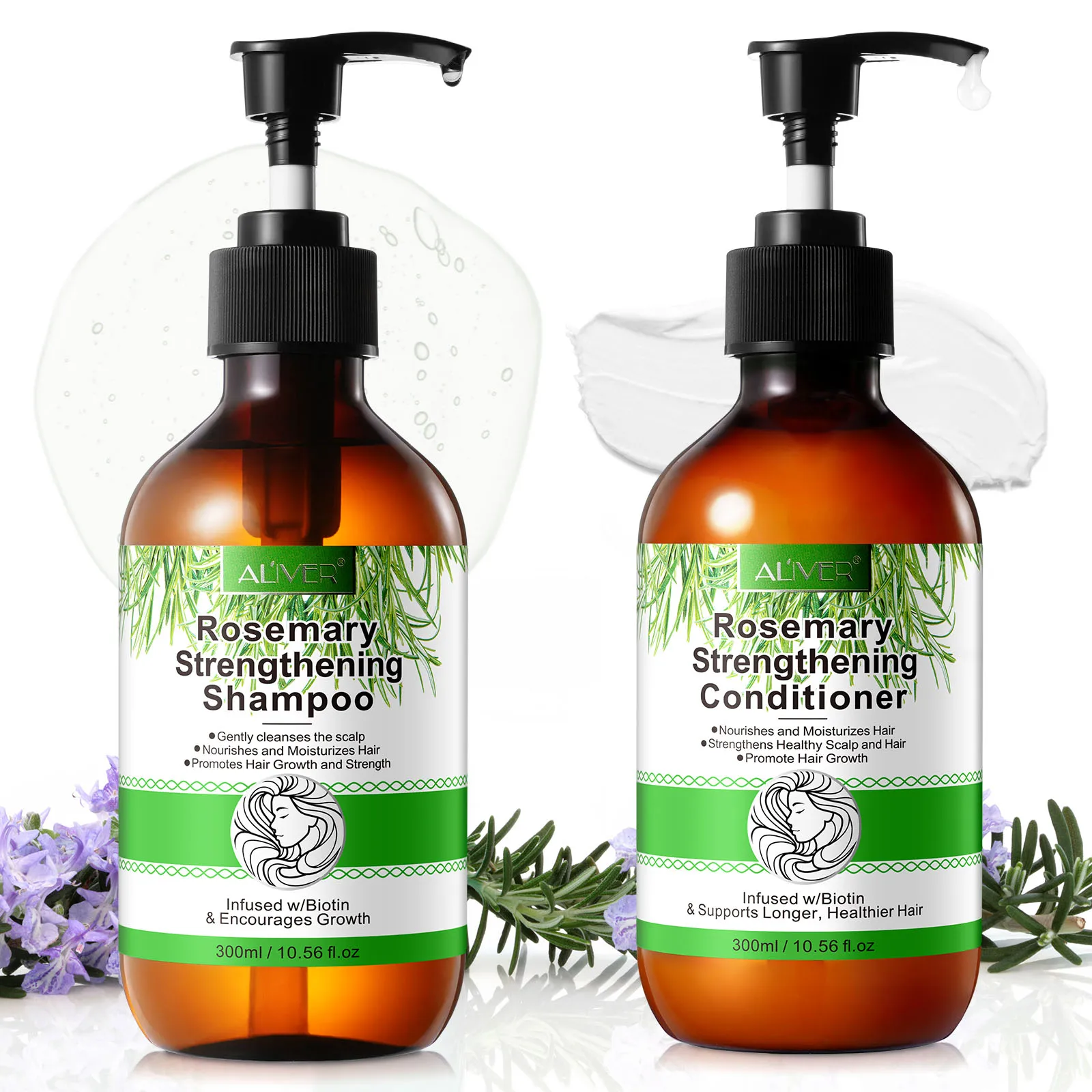 Rosemary Strengthening Shampoo and Conditioner Set Nourishes and Moisturizes Hair Strengthens Healthy Scalp Promotes Hair Growth