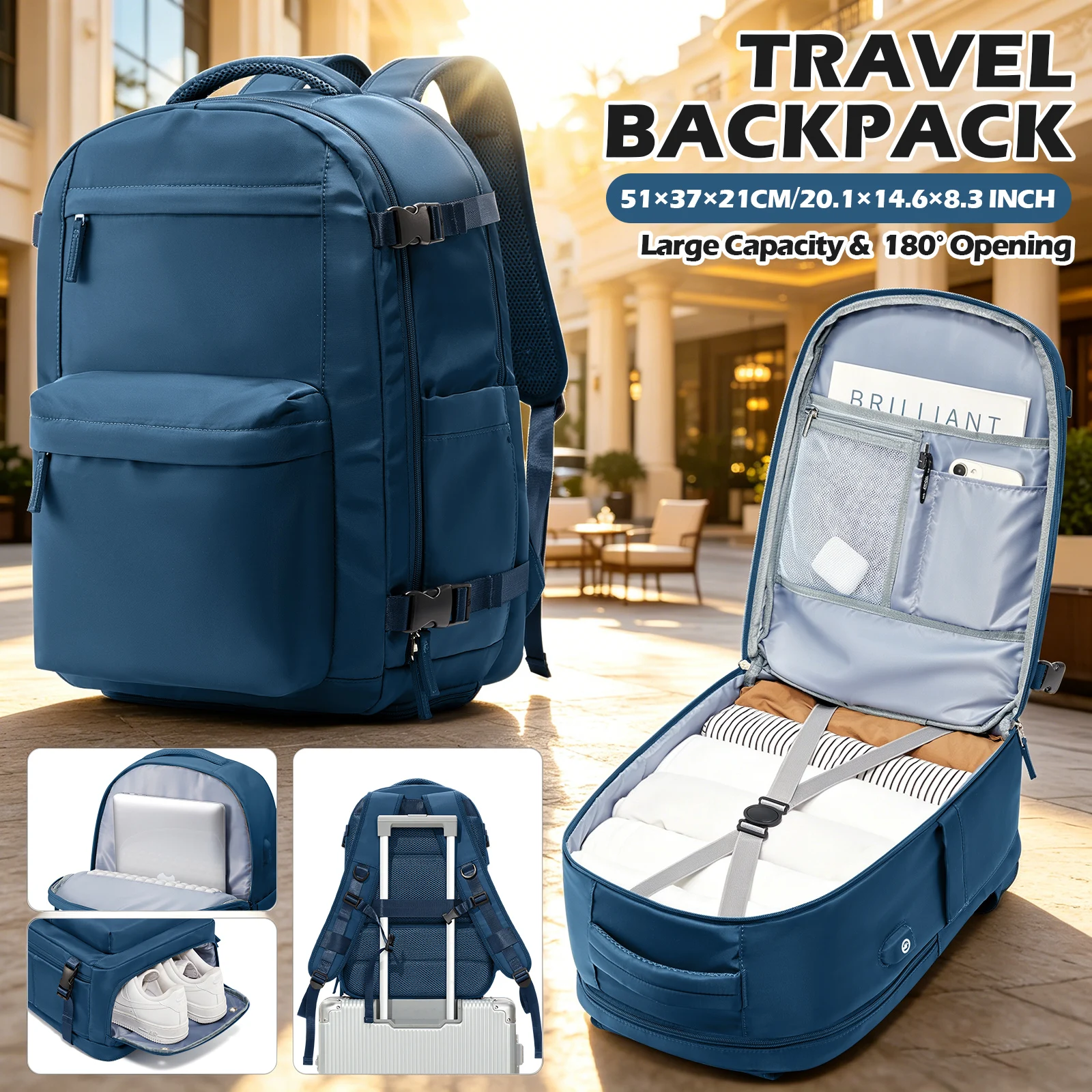 Hand Luggage Backpack Women Travel Backpack Cabin Laptop Backpack Reinforced Men's Backpack  Perfect for Camping, Weekend Trip