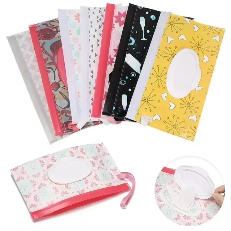 Etui na chusteczki nawilżane dla niemowląt EVA Flip Cover Tissue Box Cute Snap-Strap Refillable Wet Wipe Bag Portable Outdoor Useful Stroller Accessory — zdjęcie 2