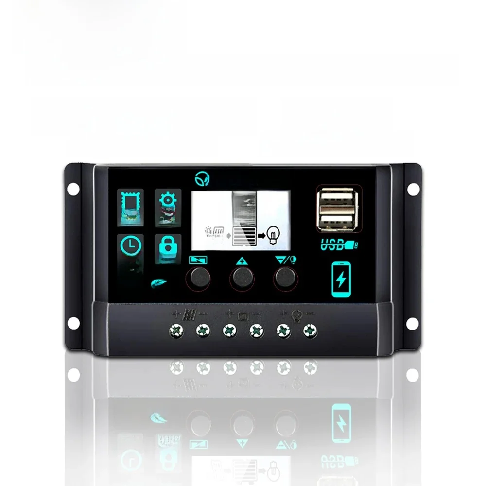 12 V/24 V 100A Solar Laadregelaar AutoSwitch LCD Display met Overbelasting/Kortsluiting Bescherming voor RV Boot Off-Grid Systeem - afbeelding 2