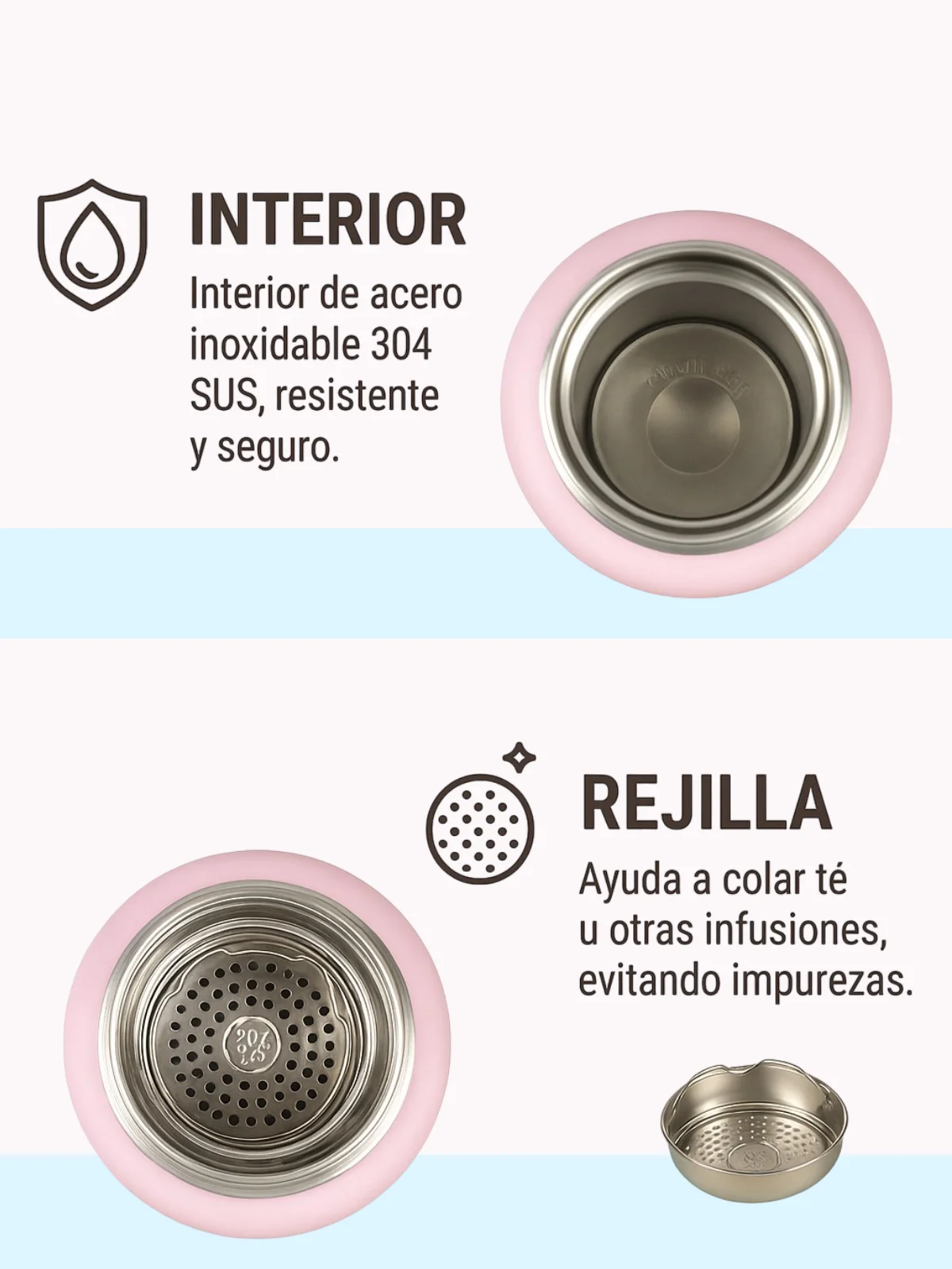 ترمس Mb-47 304 Sus من الفولاذ المقاوم للصدأ بمقبض عملي ورف شاي وسعة 1100 مل - مجموعة متنوعة من الألوان المتاحة