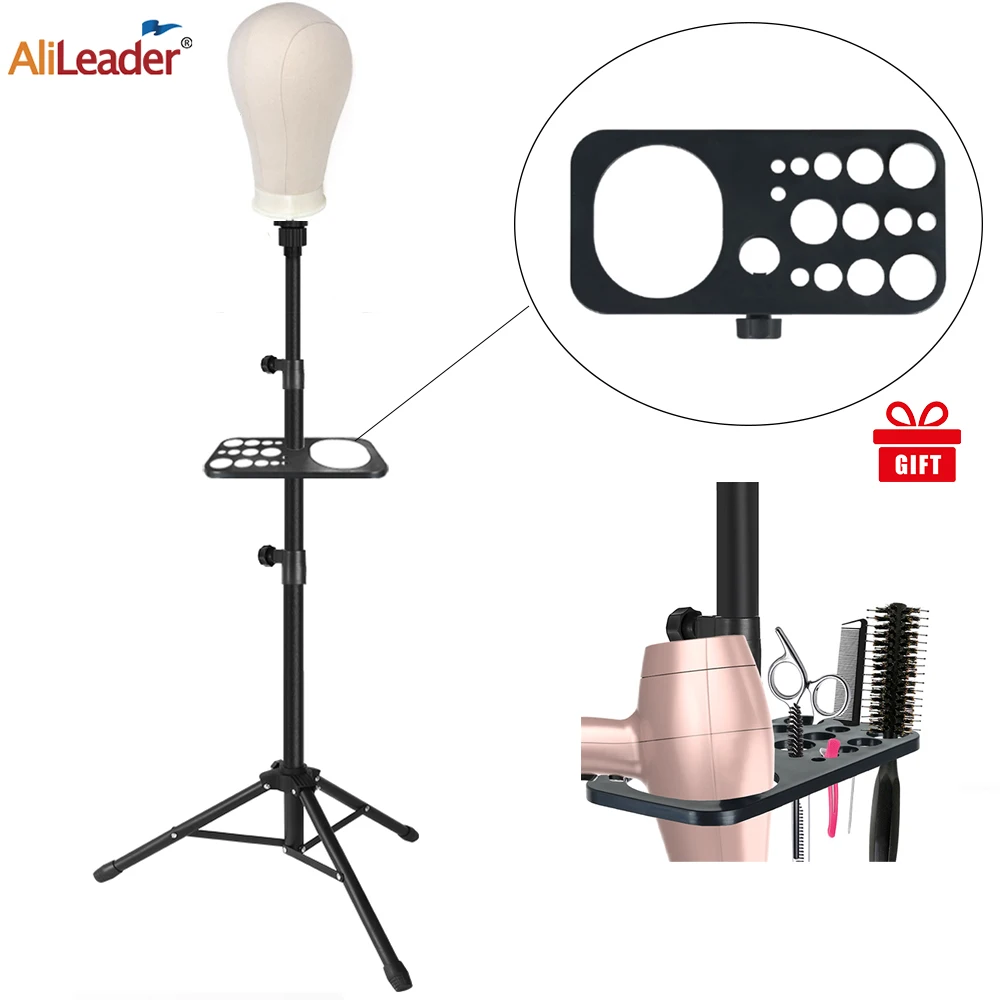 

Alileader Wig Tripod Stand With Tray For Canvas Mannequin Head For Wig Stand Holder For Display Hairdressing Training Doll Head