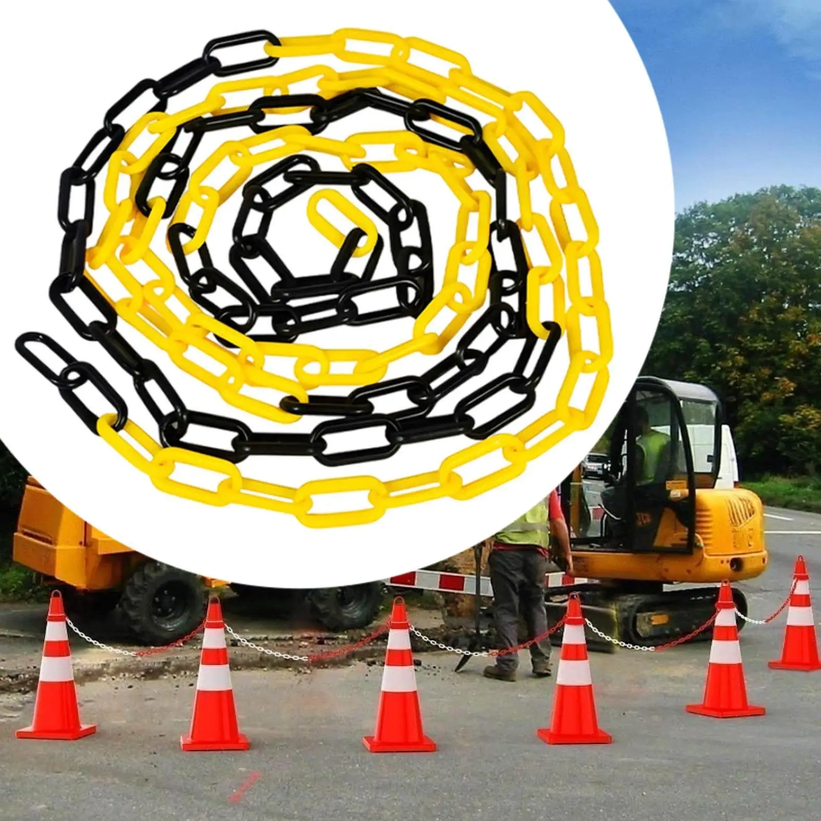 Traffic Chain Barrier Link Parking Barrier Weatherproof Crowd Control for Parking Lot Garden Traffic Cones Road Construction