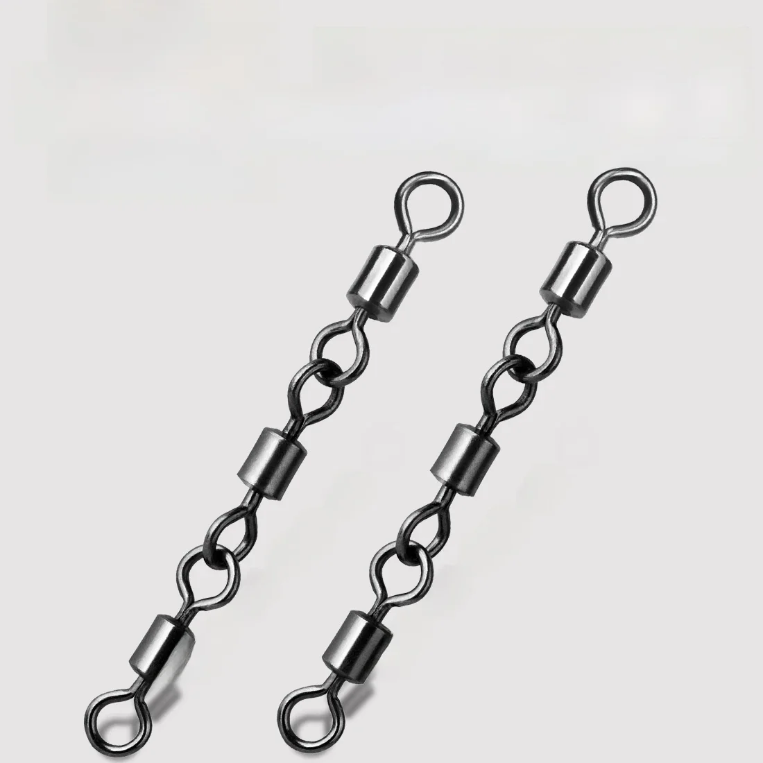 Accessoires de pêche pivotants à trois articulations, baril de pêche pivotant, matériel de pêche au bar, Clip de connecteur de ligne de pêche en eau salée, 15 à 60 pièces