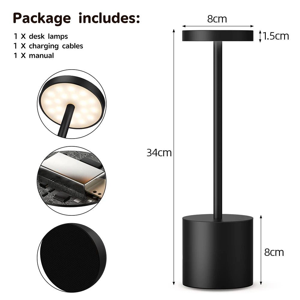 Simple LED Rechargeable Touch Metal Table Lamp Three Colors Bedside Creative Ambient Light Bar Outdoor Decoration Night Light