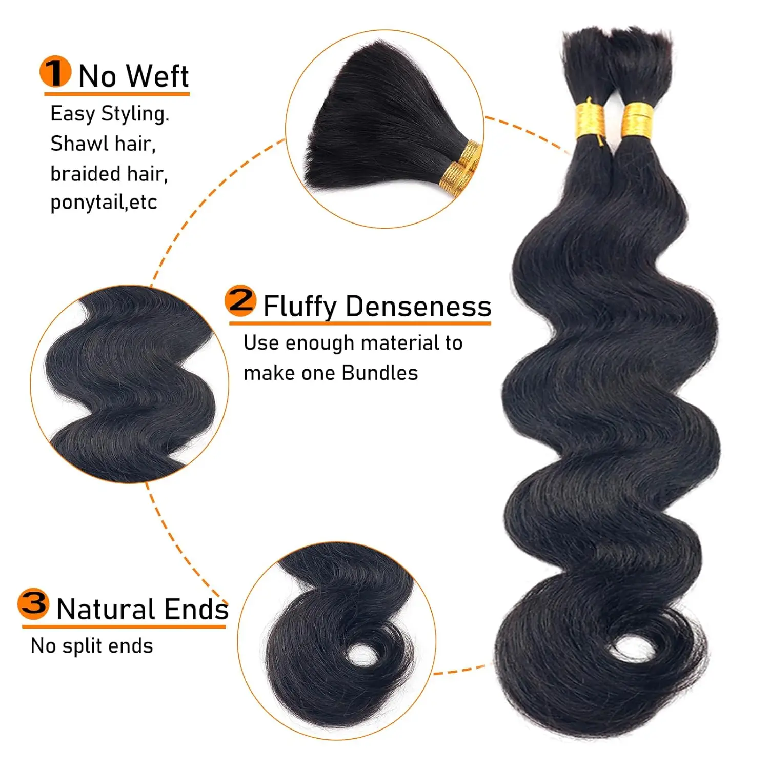 Human Braiding Hair Natural Black Body Wave Curly Bulk Human Hair For Braiding No Weft Human Hair Braiding Hair for Boho Braids