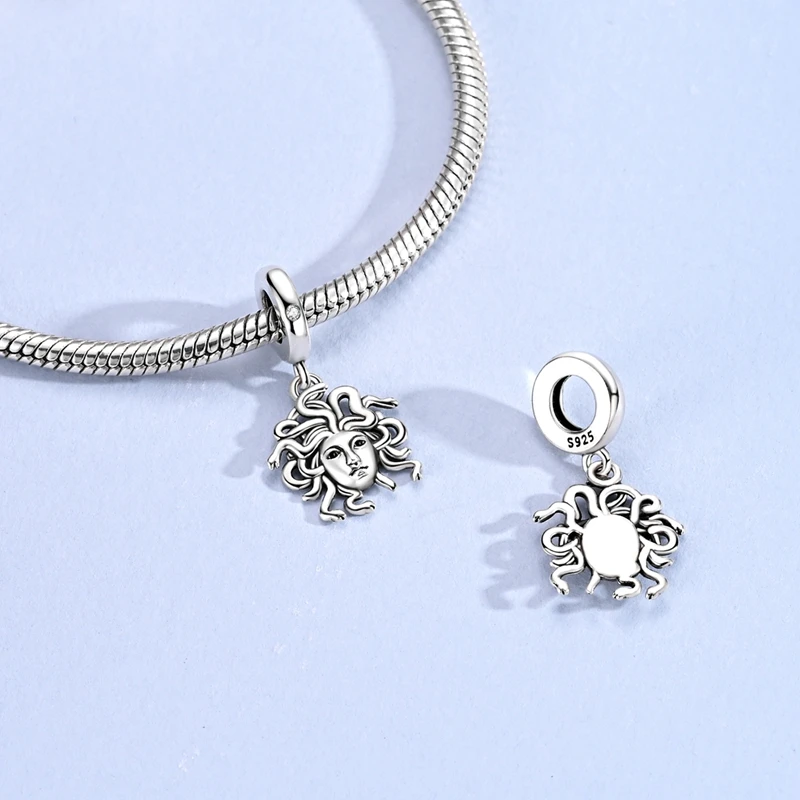 925 Sterling Silver Charms Beads Pendant Rotating Eye Cross Angel Religious Symbol Charms Fit Original Bracelet DIY Jewelry Gift 6