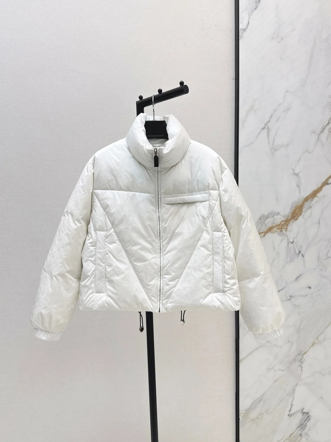 2026 Women Winter Stand Collar Geometric Cut Short Warm Jacket ZX5739