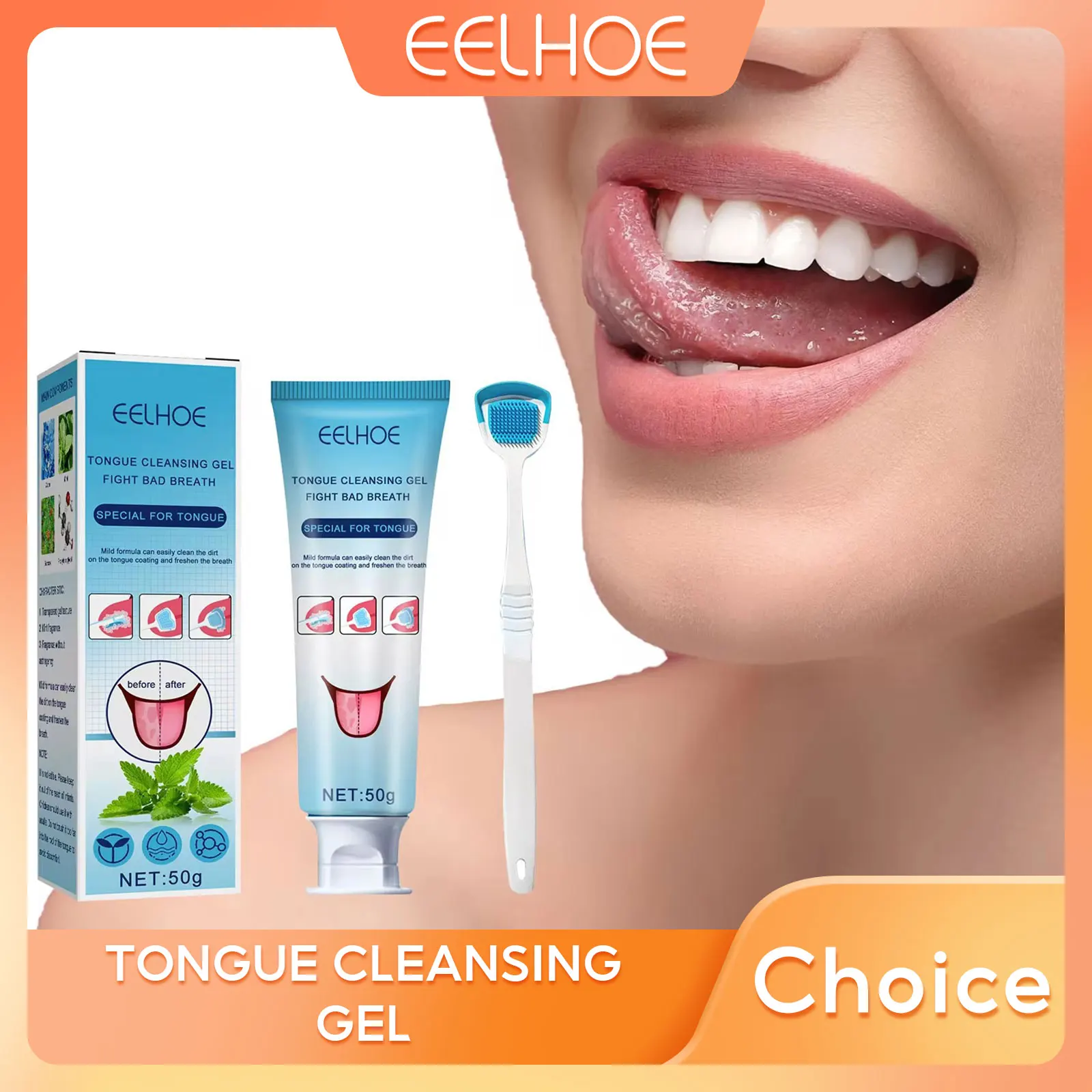 EELHOE Tongue Cleaning Gel Set Fissured Tongue Relief Spray Bad Breath Treatment Remove Oral Odor Fresh Mouth Tongue Coating Gel