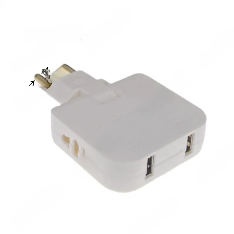 UE Tomada Plug Adapter, Conversor Elétrico, Dobrável Tomada AC, EUA para UE Viagem, KR Plug, 3 em 1