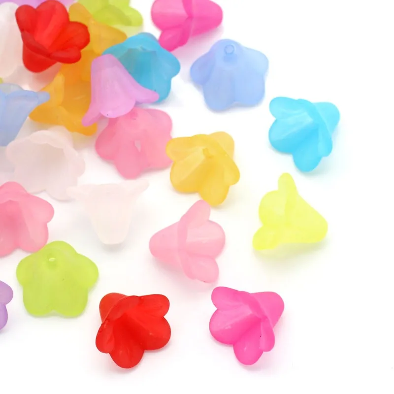 DoreenBeads 50/80/200/800 قطعة مختلطة زهرة الزنبق متجمد الاكريليك الخرز مختلط اللون متجمد الأزهار الاكريليك فضفاض خزر عازل
