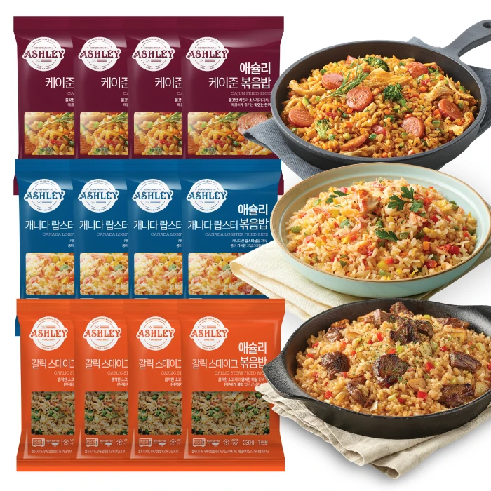 Ashley Fried Rice 12-serving Set (korean Fried Rice 4 + Garlic Steak 4 +