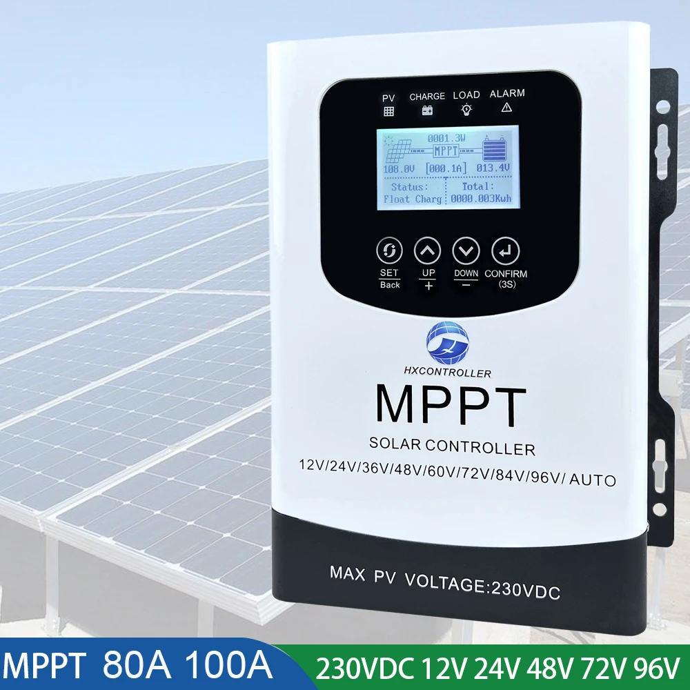 80A 100A MPPT Solar Charge Controller 12V 24V 36V 48V 96V Auto Solar Panel Regulator LCD Display For Lead Acid Lithium Battery