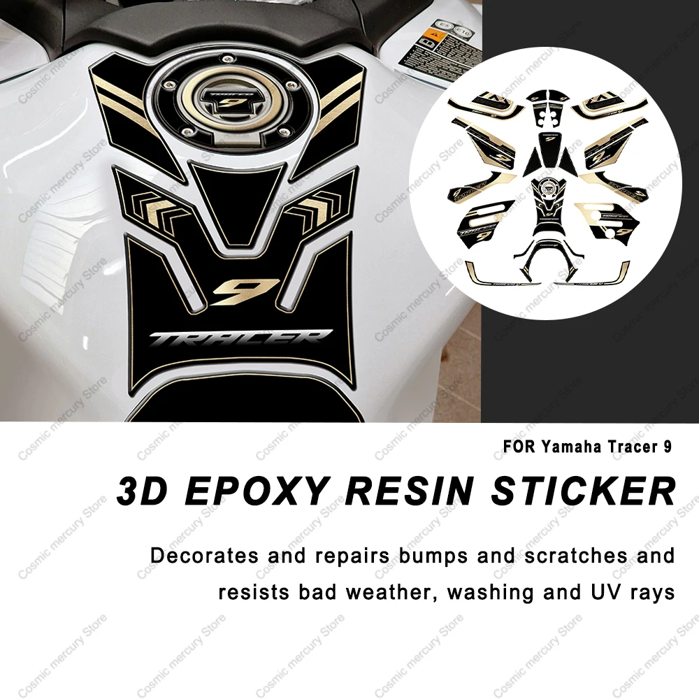 For YAMAHA Tracer 9 Motorcycle Accessories Waterproof Sticker Tank Pad Sticker Kit 3D Resin Protective Sticker