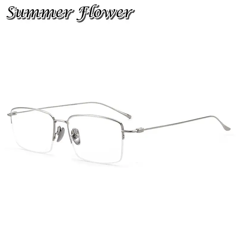 Men Half Rim Frame Lightweight Business Glasses High-quality Pure Titanium HInges IP plating Great Quality Square Frames