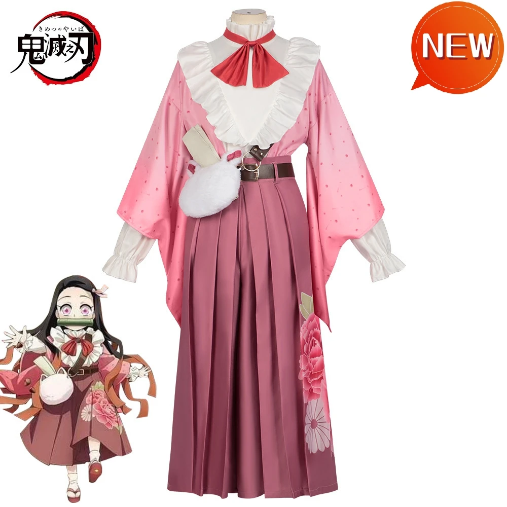 

Demon Slayer Kamado Nezuko Cosplay Costume Lolita Dress Skirt Outfit Fantasia Anime Girls Halloween Carnival Party Disguise Suit