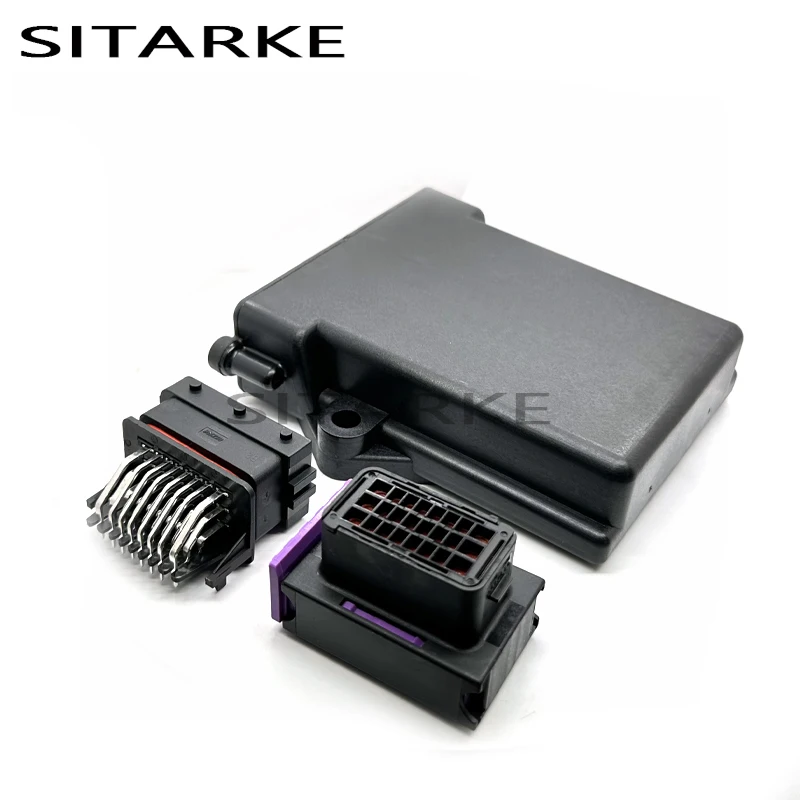 1 Kit Set 24 Pin Way Auto Plastic ECU Enclosure Box With Matching Male And Female 24P FCI Connectors