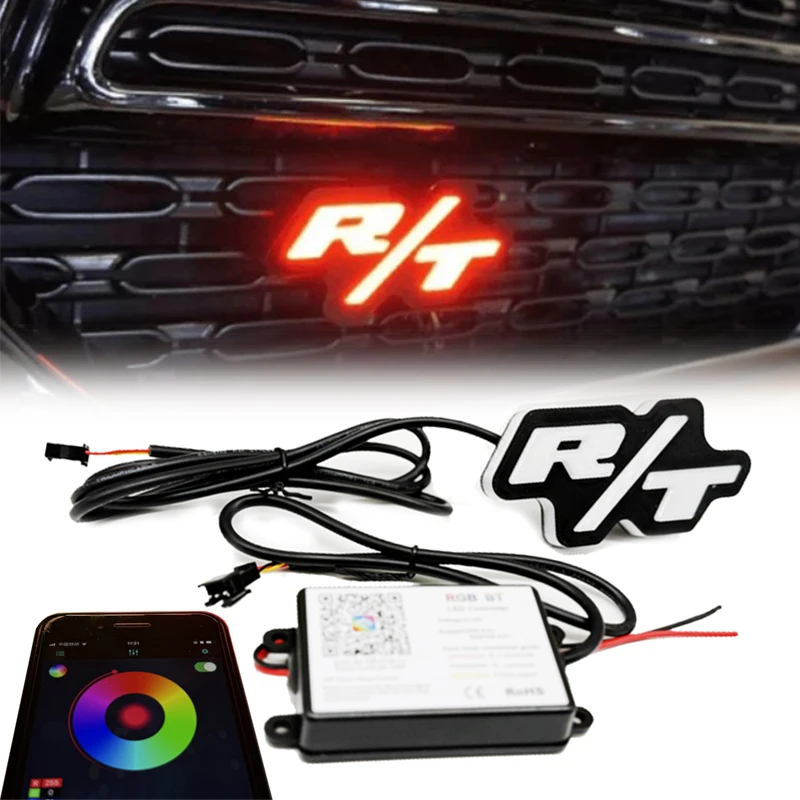 

Flowing LED RGB Emblem Front Grille Logo Badge Light for RT Car Styling Decorate Multi-Color Lamp