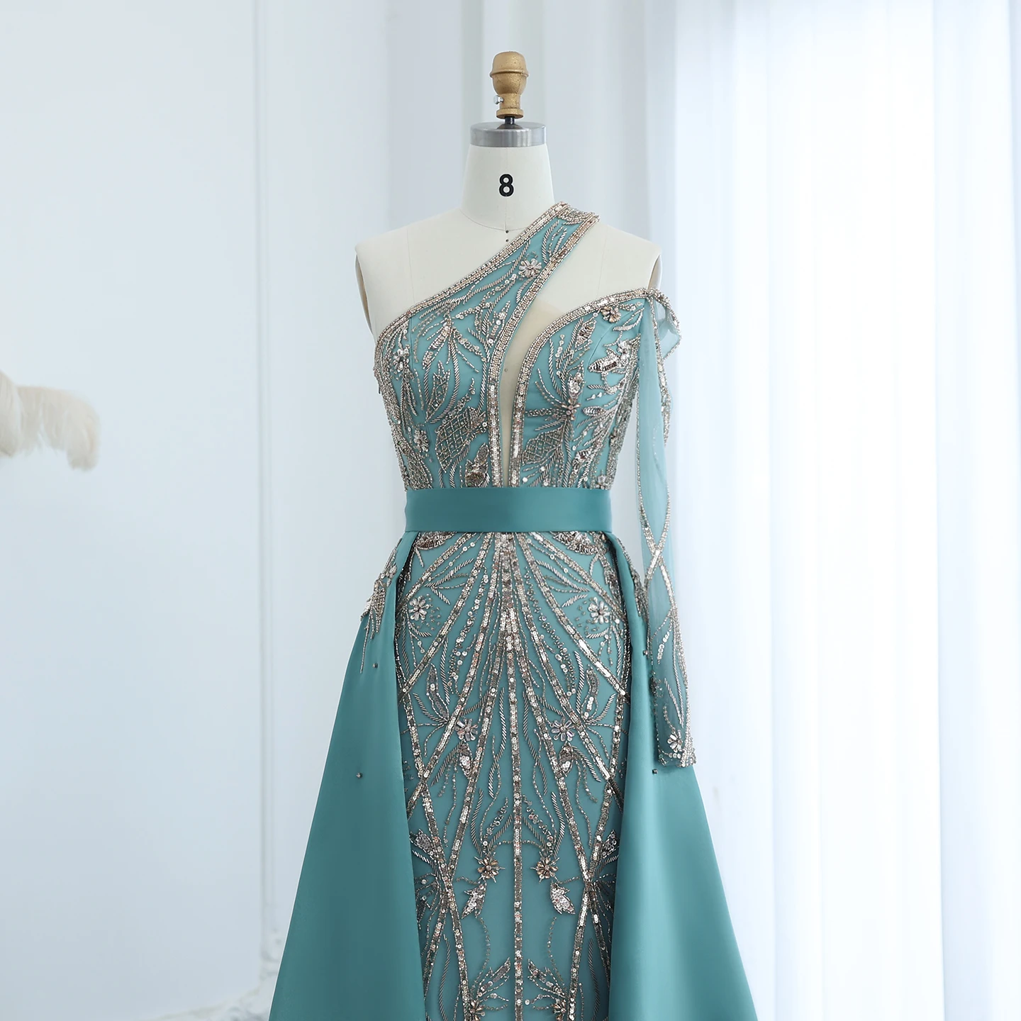 royal blue and green combination dress Royal Blue Long Tulle Prom Dress With Beaded Applique And Scoop Neckline