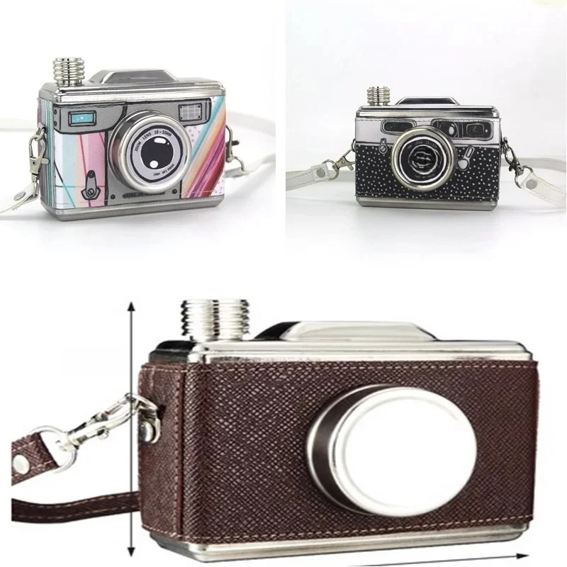 Conteneurs portables pour alcool, liqueur, whisky, bouteille en acier inoxydable, flacon de hanche caché en métal, conception d'appareil photo 11OZ 325ML