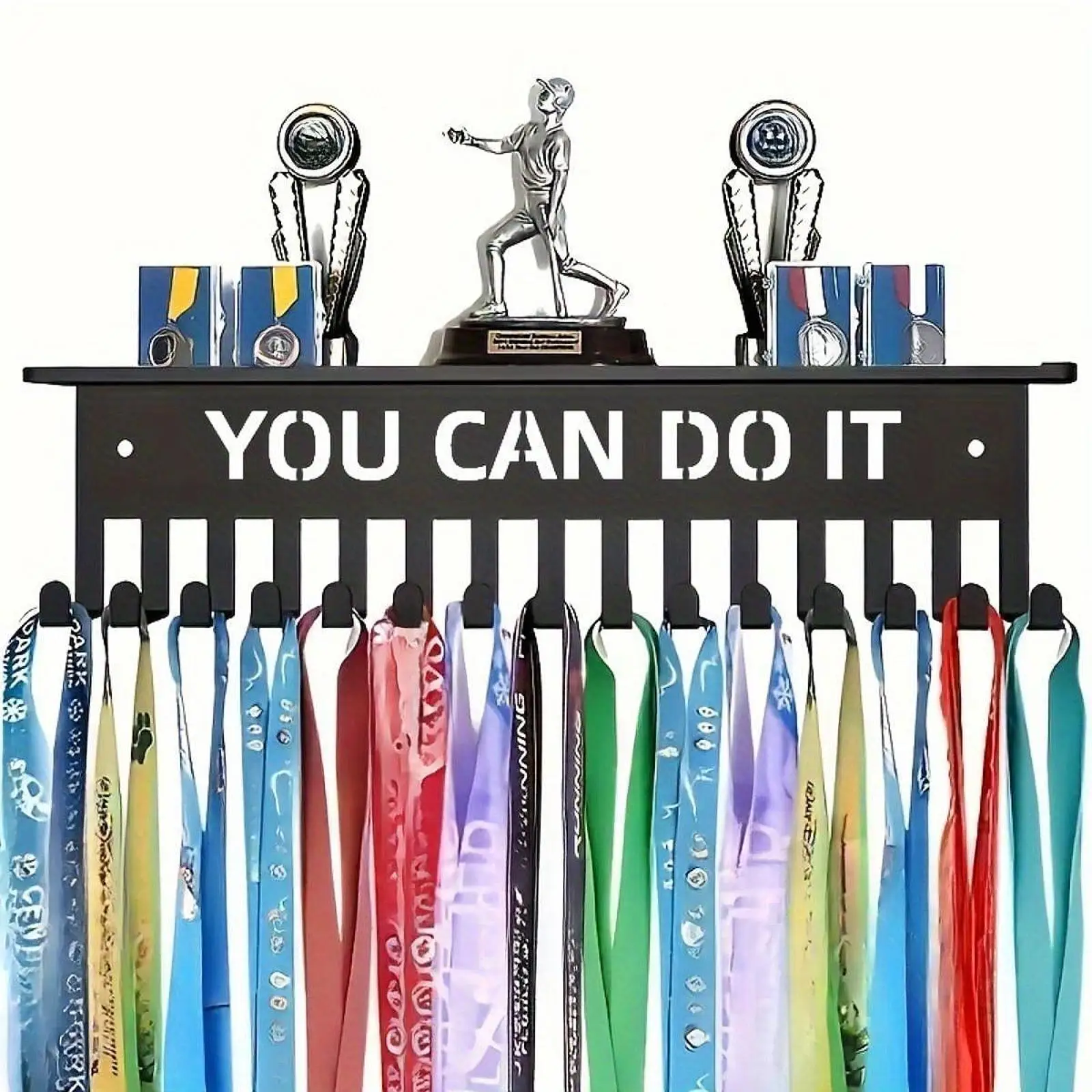 Medal Display Rack Aluminum Alloy Hanger Holder Organizer Wall Mounted Large Capacity Award Holder For Race Soccer Sports Karate