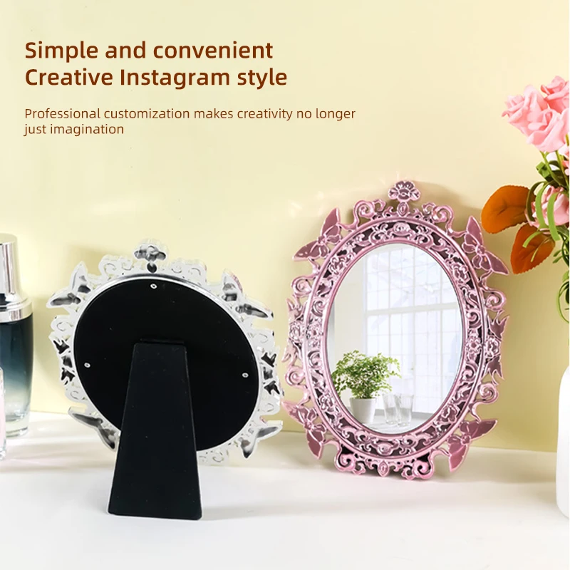 New desktop retro electroplating mirror desktop makeup mirror butterfly exquisite high-end beauty mirror