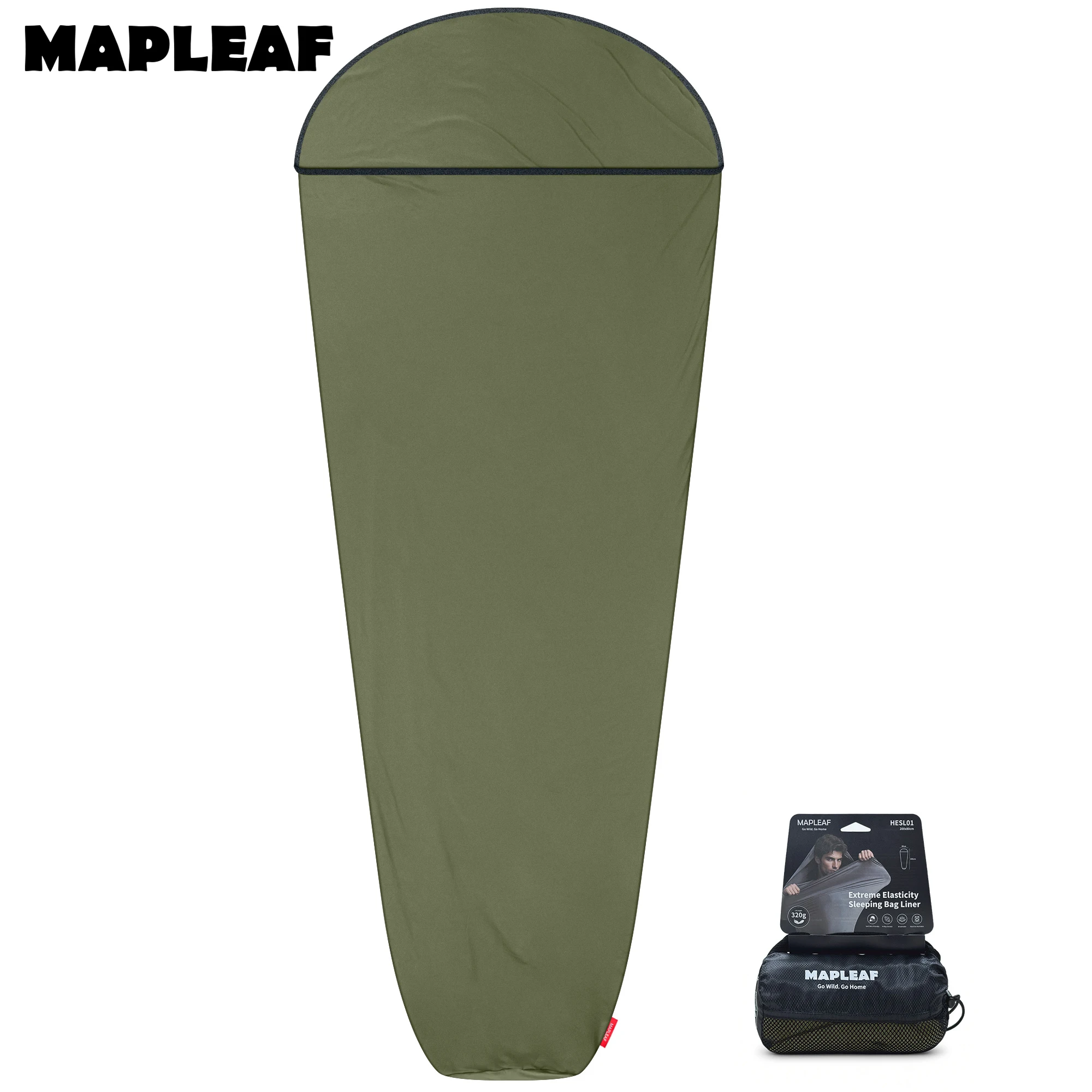 MAPLEAF Slaapzakvoering met hoge elasticiteit, anti-vuil slaapzak, reislaken, ultralicht, draagbaar, voor kamperen, wandelen, hotel, buiten