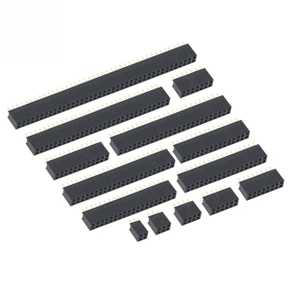 2,54 mm zweireihige gerade Buchse 2-40P Pin Header Buchse Stecker 2x2/3/4/5/6/7/8/9/10/12/14/16/18/20/25/30/40Pin