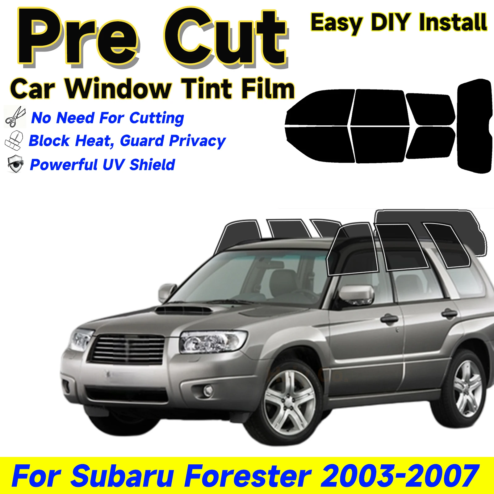 

Precut Window Tint Car for Subaru Forester 2003-2007 Sun Uv Blocking Heat & Glare 2Ply Window Protector Privacy Films Shade