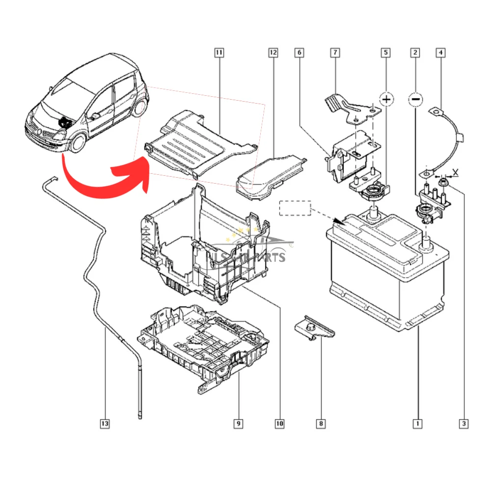 Coperchio superiore di protezione della batteria Renault Clio 3 2004-2010 modello anni 8200314271 spedizione gratuita