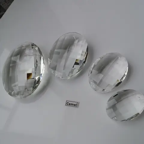 Camal-K9 투명 면 처리 달걀 모양 크리스탈 유리 프리즘 펜던트, 38/50/63/76mm, 선캐쳐 램프, 조명, 샹들리에, 홈 데코, 1 개