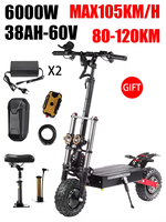 2025 New 6000W 60v 38.4ah Dual Motor Electric Scooter Max Speed 85-99km/h 11 Inch Off-road Tyres EU Stock 5-7 Days Fast Delivery