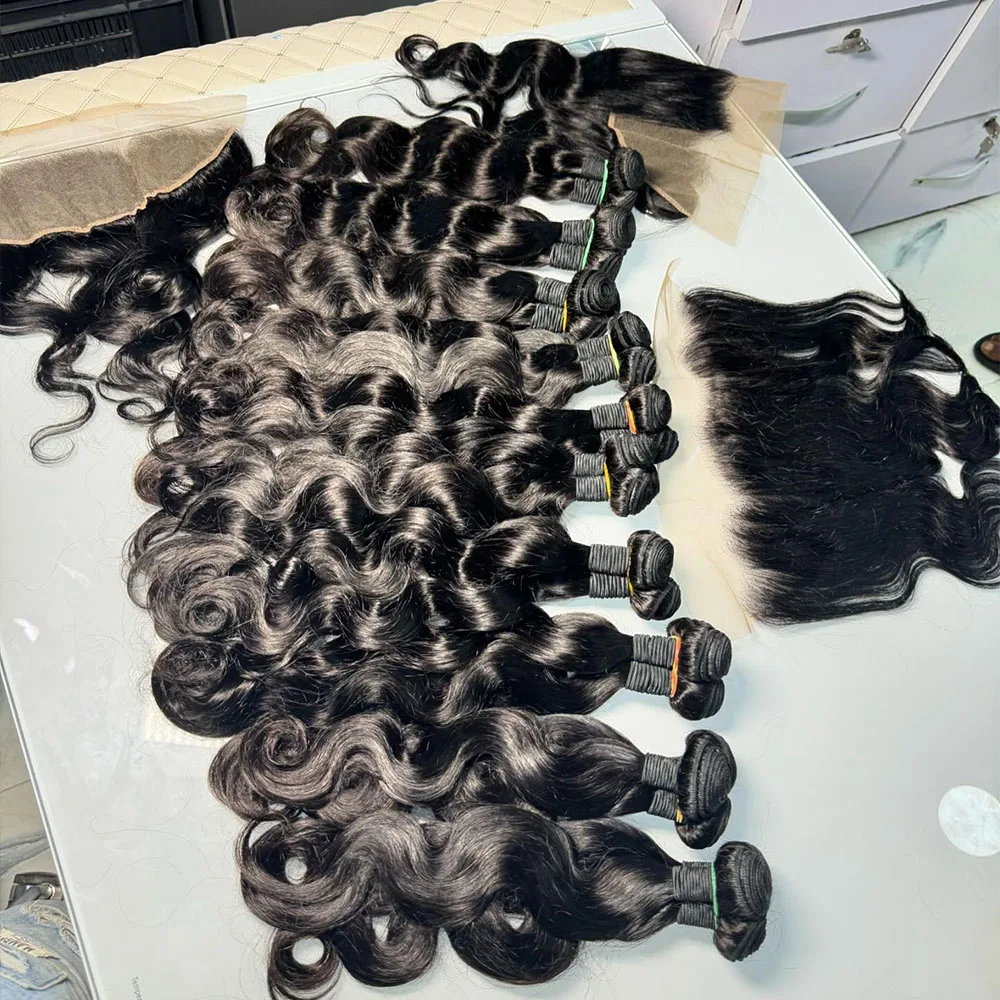 30 Inch Body Wave Bundels Met Hd Lace Closure Brazilian Double Draw Raw Human Hair Bundels Met Sluiting Bundels Met Sluiting