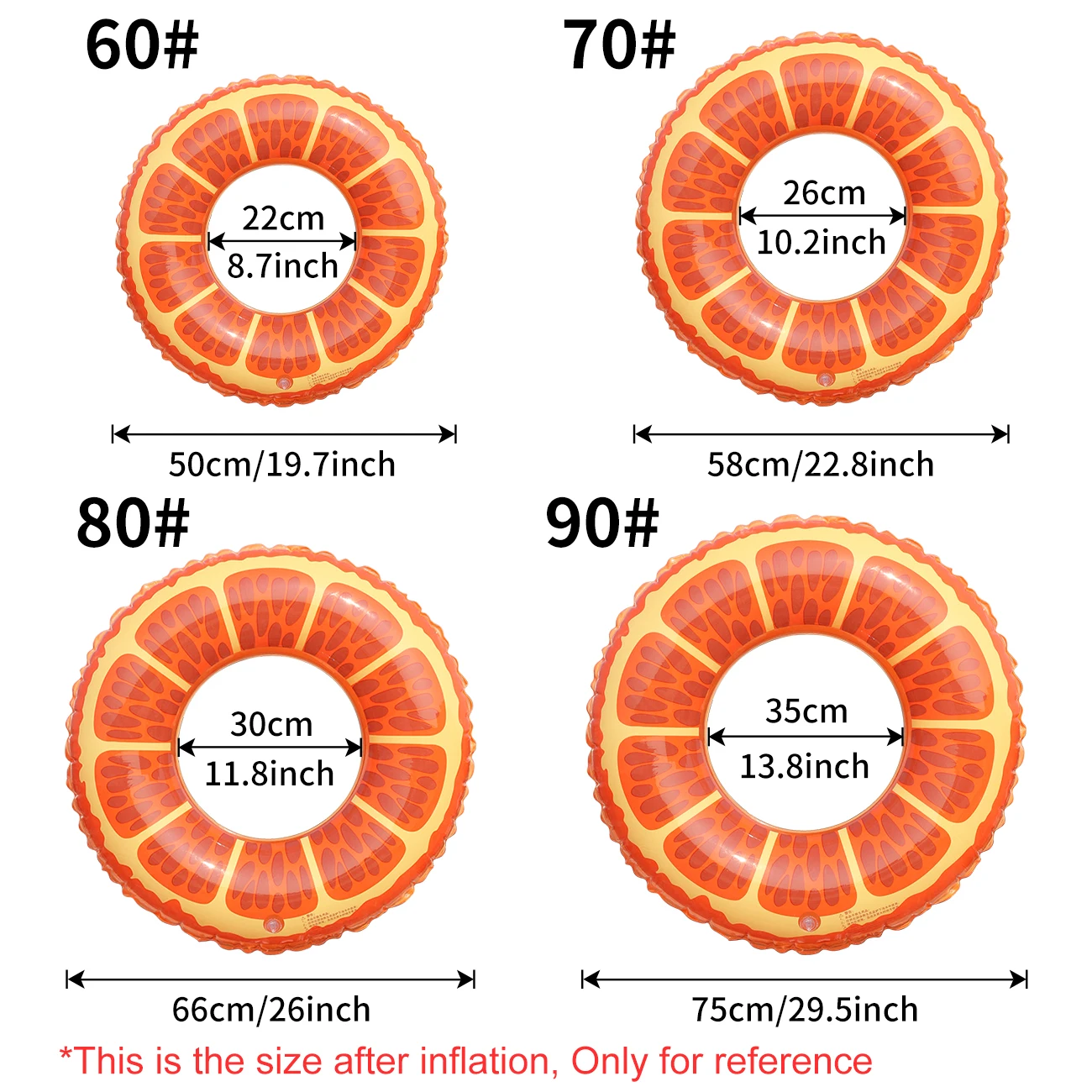 1PC Orange Slice Inflatable Swim Ring Pools Floats Tube PVC Swimming Ring for Beach Pool Summer Water Fun view 6