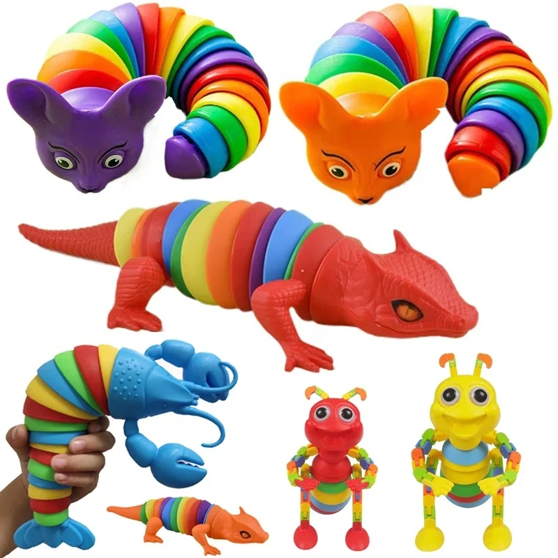 2025 nouveau Fidget Slug jouet pour enfants 3D coloré sensoriel Slug soulage le jouet de décompression amusant créatif torsion renard/fourmi/Fidget jouet