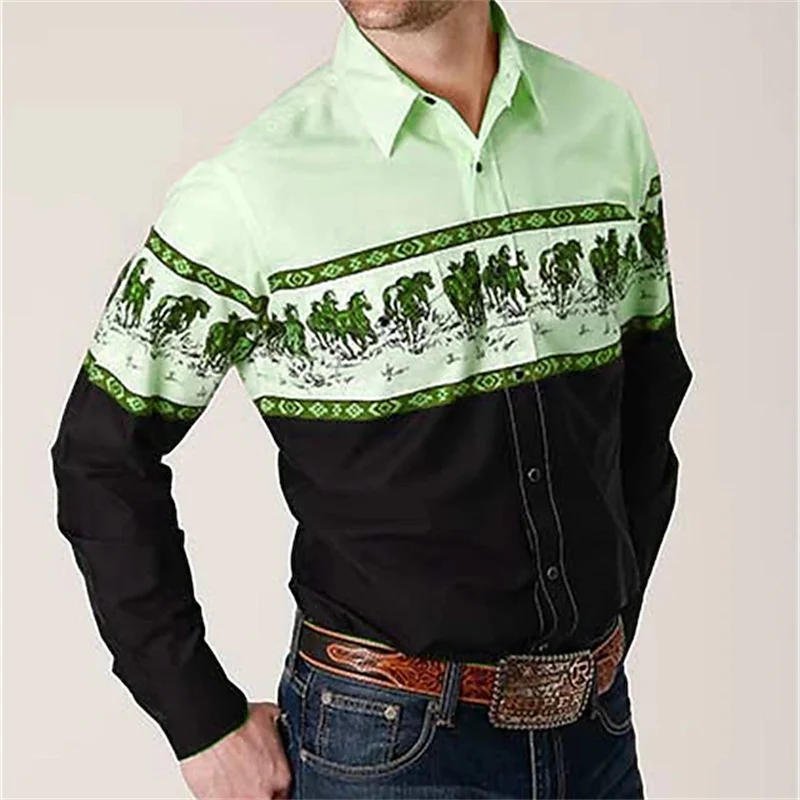 

Men's Western Cowboy Style Shirt Fashion Streetwear Designer Outdoor Daily Autumn Winter Lapel Printed Button Shirt